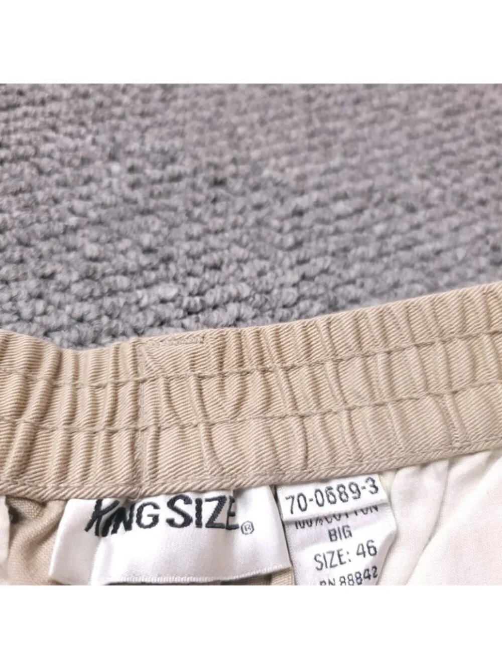 KingSize Cargo Shorts Mens 46 Big Tall Khaki Elastic LL Chino y2K Beige